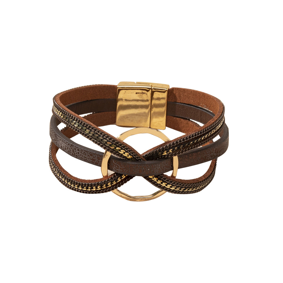 Wholesale Leather Multi-layered Bohemian Magnetic Bracelet
